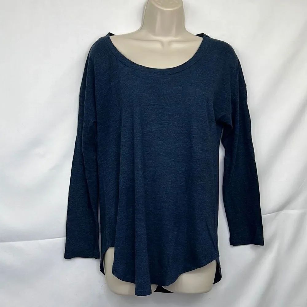 Lanston REVOLVE blue heathered long sleeve scoop neck top NWT size small